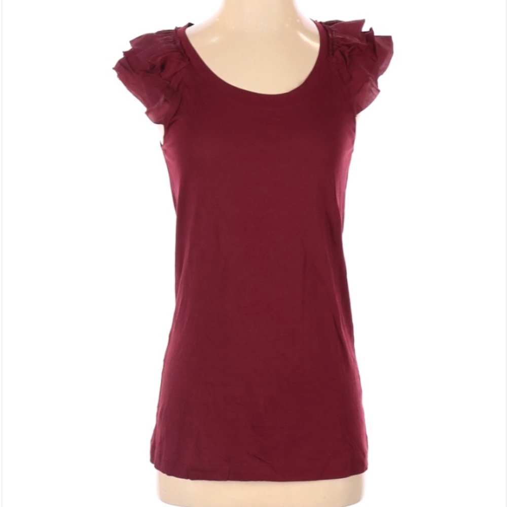 THEORY - BURGUNDY SHORT SLEEVE TOP